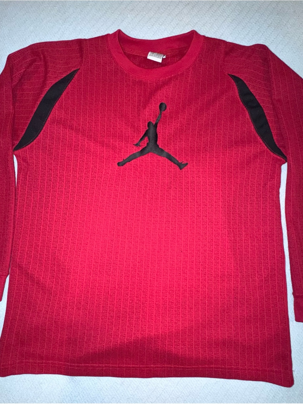Jordan Red Long-Sleeve Tee with Black Jumpman Logo